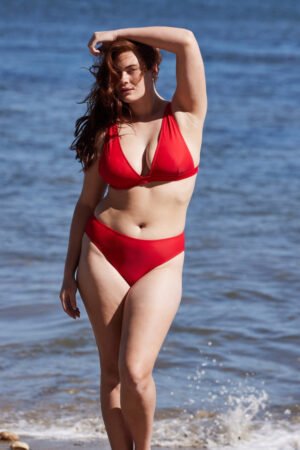 The High Leg Mid Rise Bikini Bottom - Lava