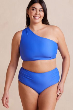 The Ruched High Leg High Rise Bottom - Hydrangea