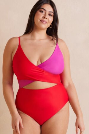 The Sea Breeze Cutout One-Piece - Lava & Hibiscus